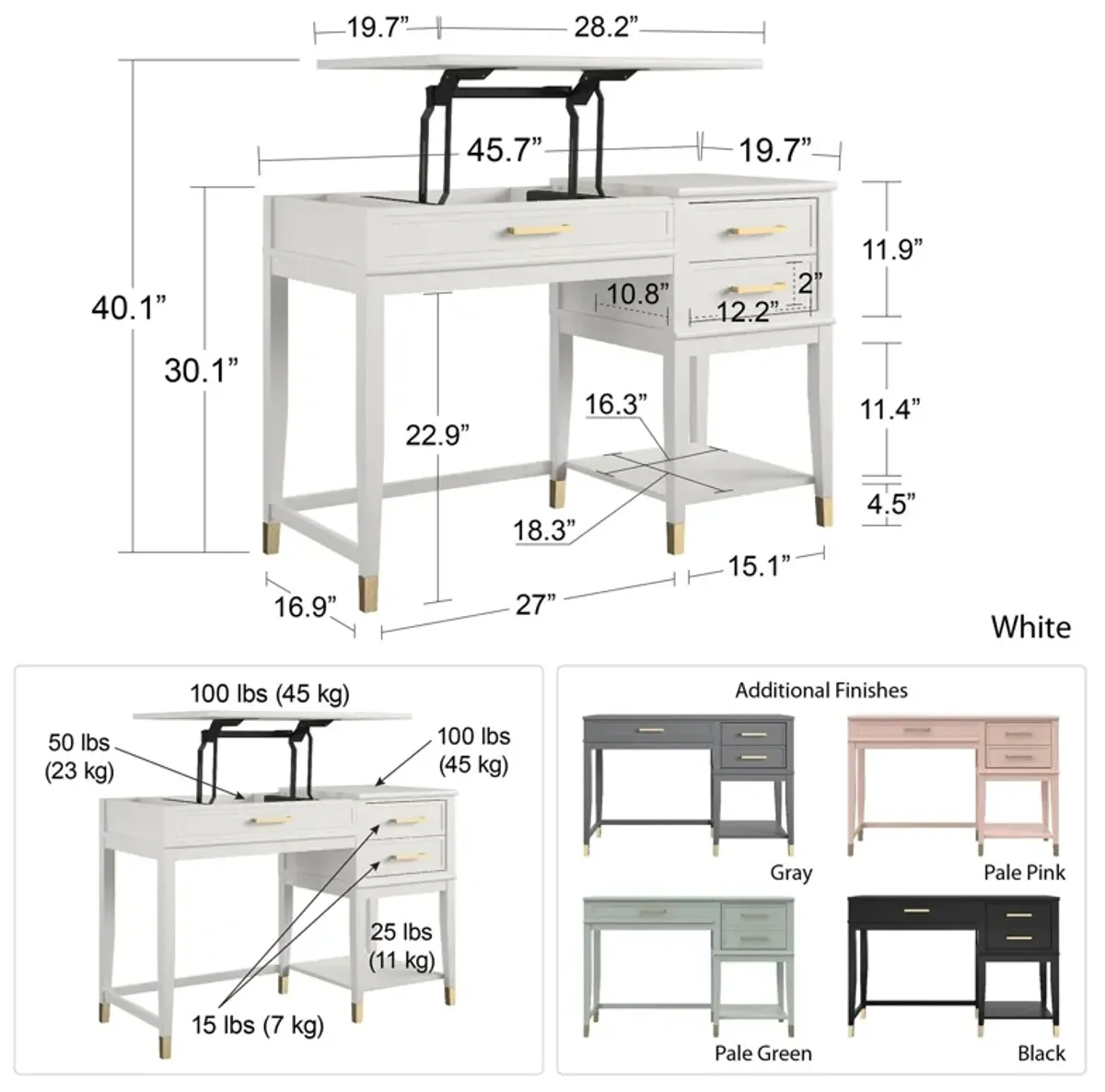 Westerleigh Lift-Top Computer Desk