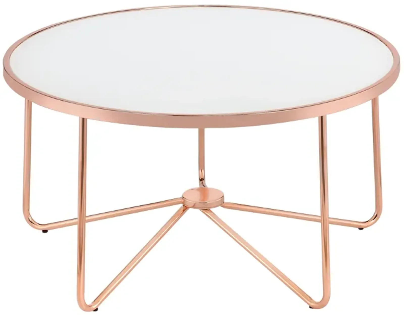 ACME Alivia Coffee Table, Rose Gold & Frosted Glass