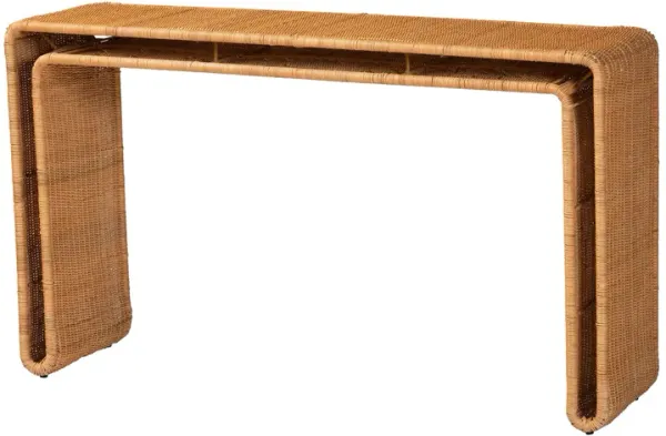 bali & pari Nevada Bohemian Light Honey Rattan Console Table