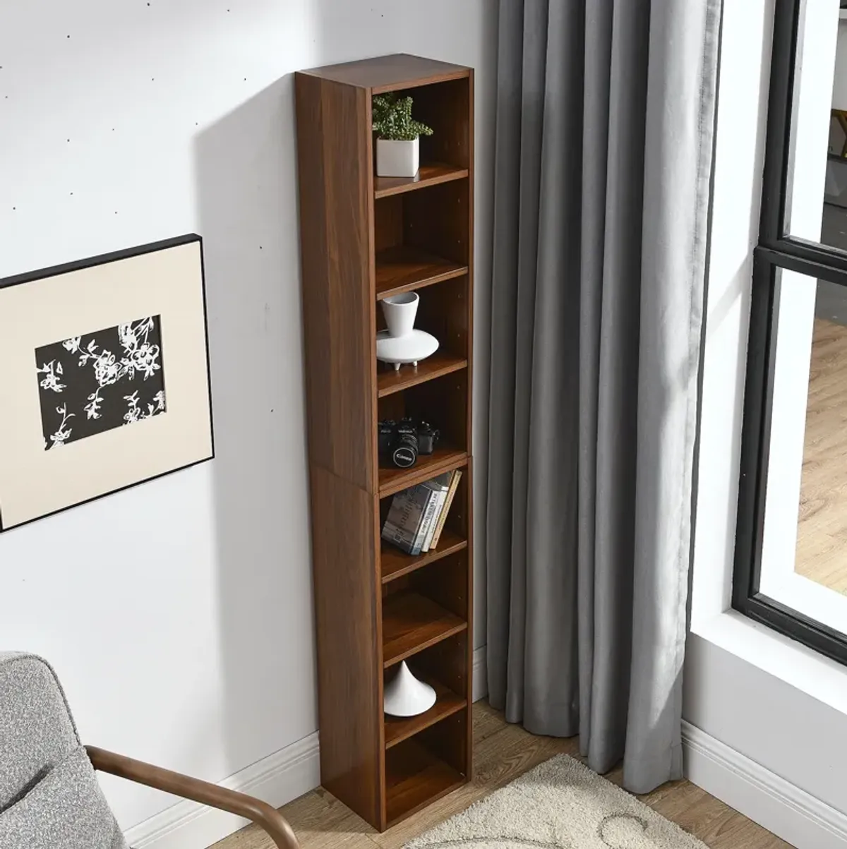 70.9 in.Tall Wood 4-Shelf Standard Bookcase with Shelves (Set of 2)