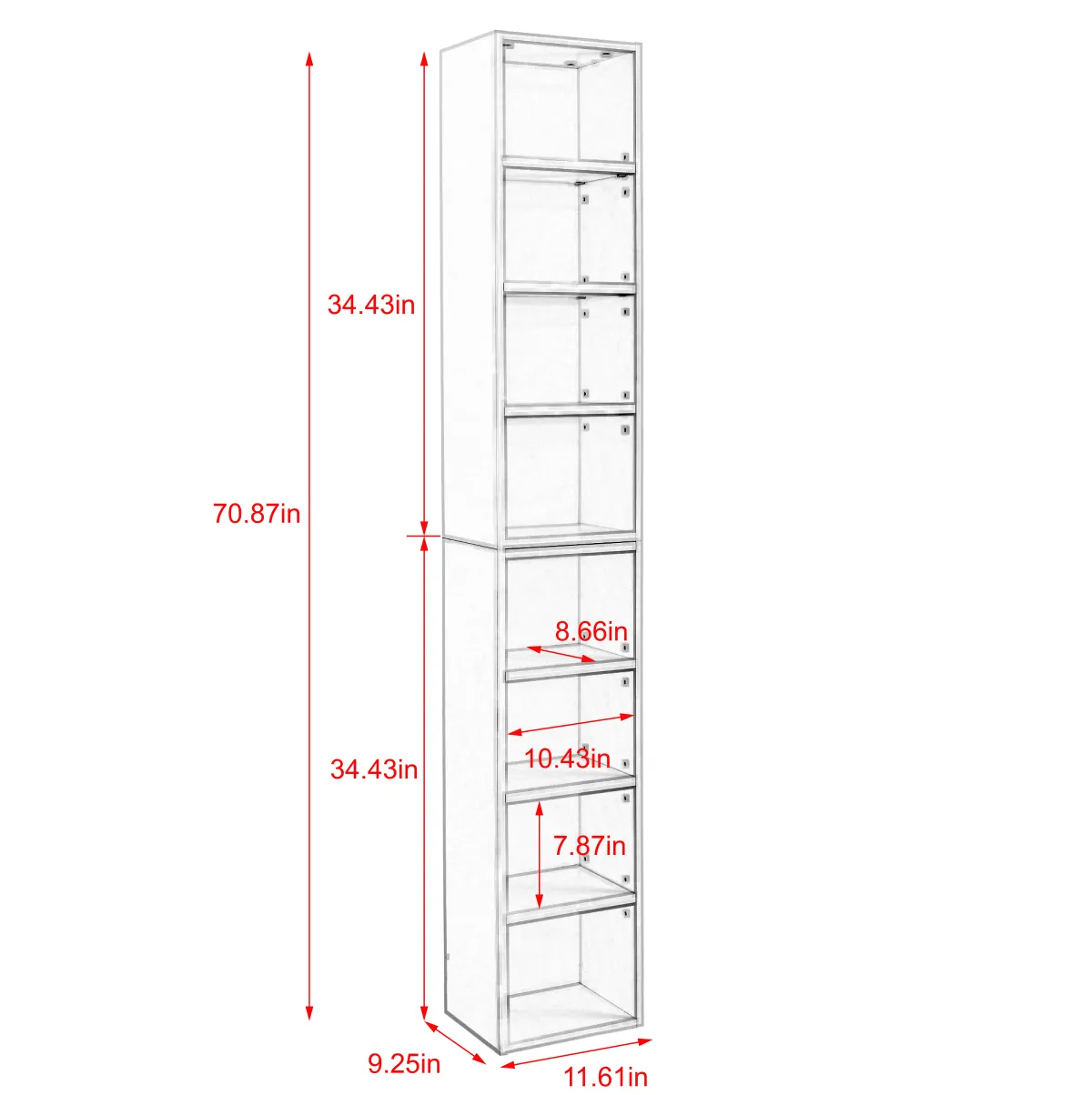 70.9 in.Tall Wood 4-Shelf Standard Bookcase with Shelves (Set of 2)