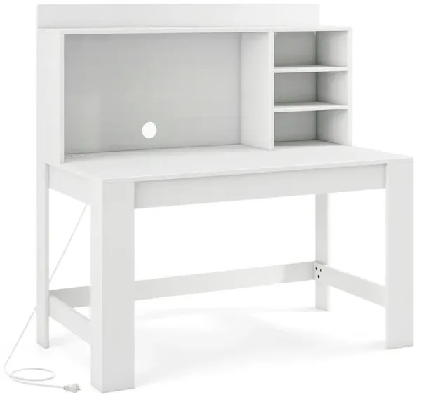 Modern Computer Desk with Hutch and Storage Shelves for Home Office or Study Room