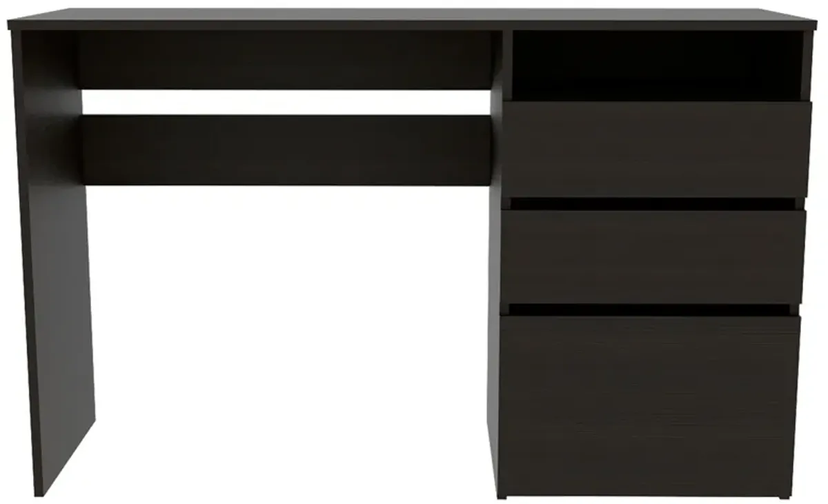 Dublin Three Drawer Computer Desk, One Shelf -Black