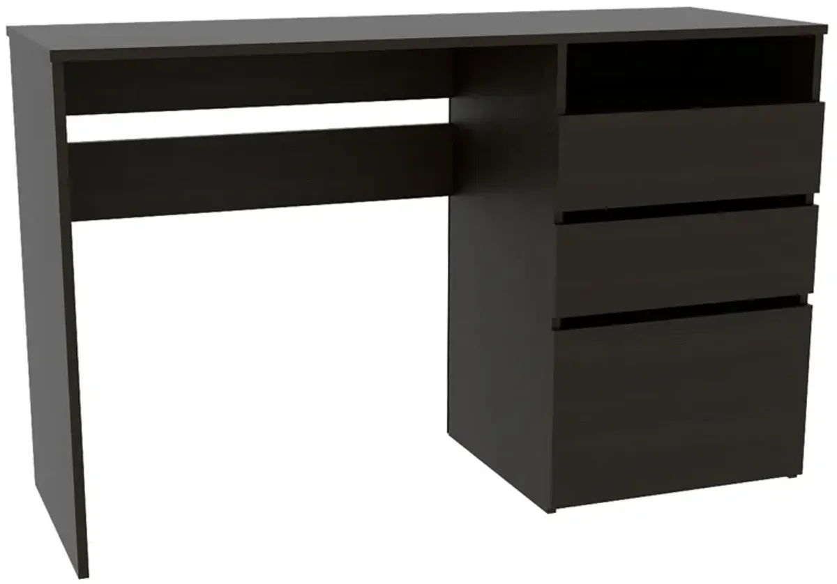 Dublin Three Drawer Computer Desk, One Shelf -Black