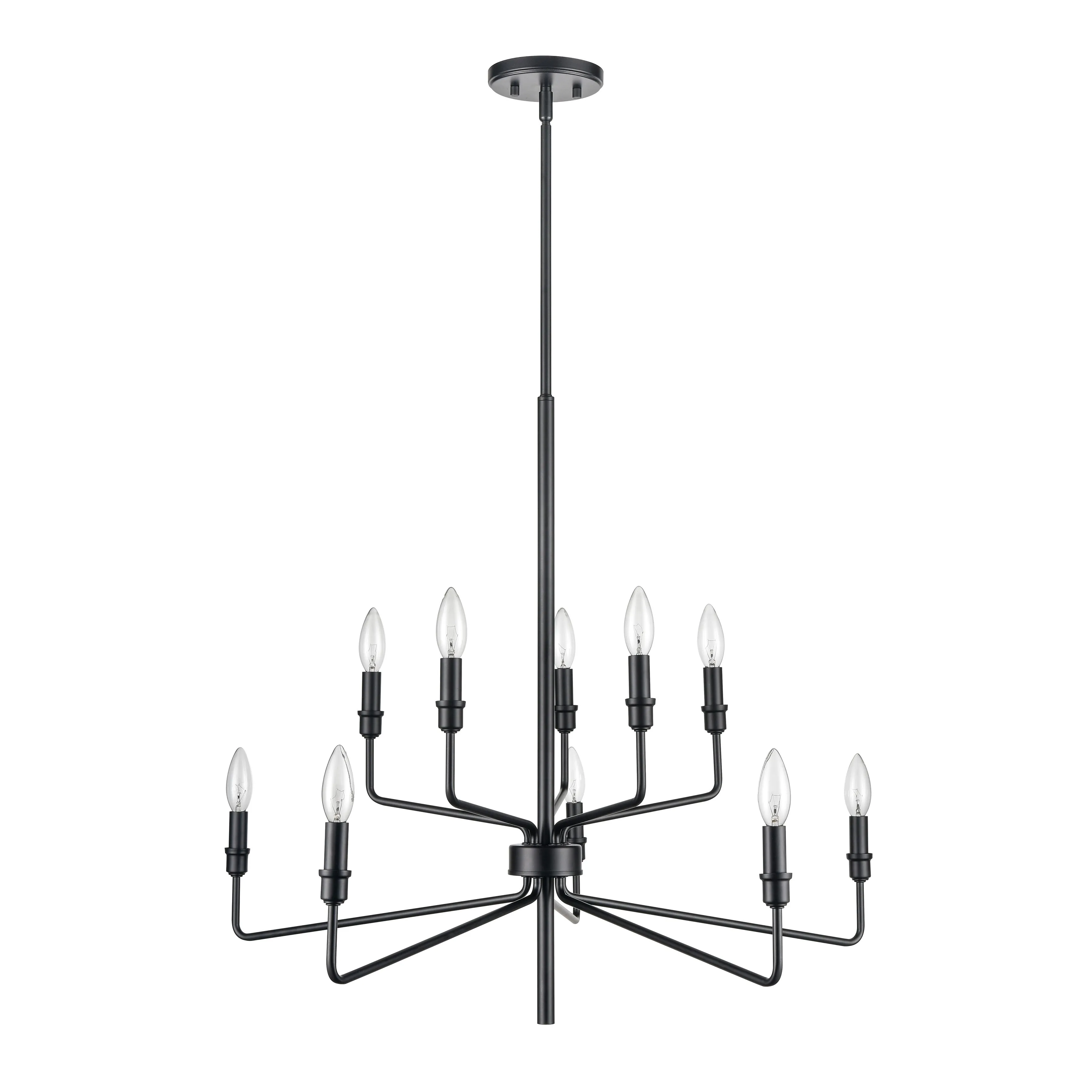 Saginaw 34'' Wide 10-Light Black Chandelier