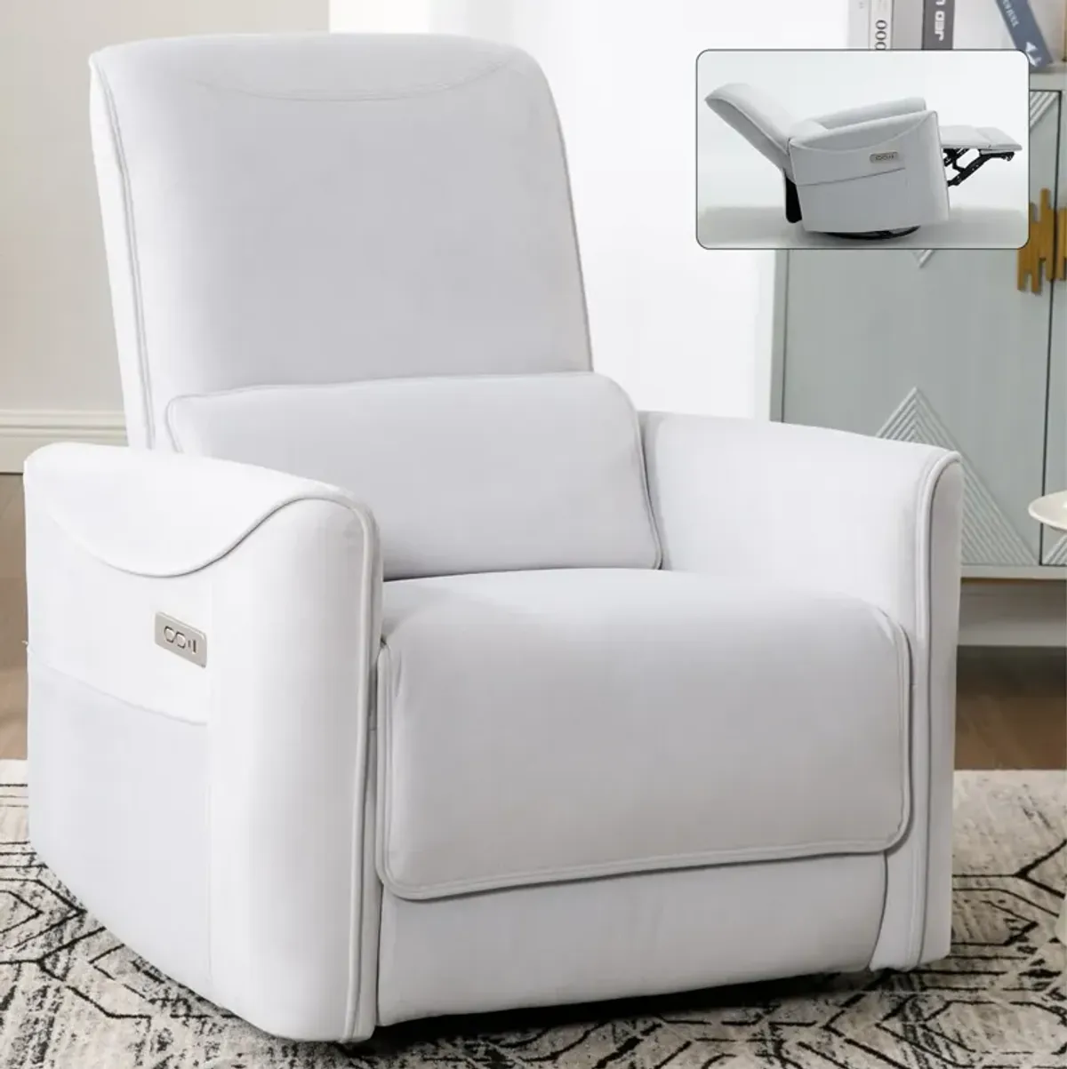 Mondawe Swivel and Rocker Power Recliner Chair, Heavy Duty Motion Mechanism with USB and Type-C Ports