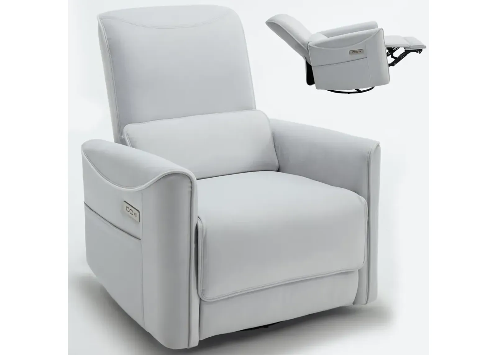 Mondawe Swivel and Rocker Power Recliner Chair, Heavy Duty Motion Mechanism with USB and Type-C Ports