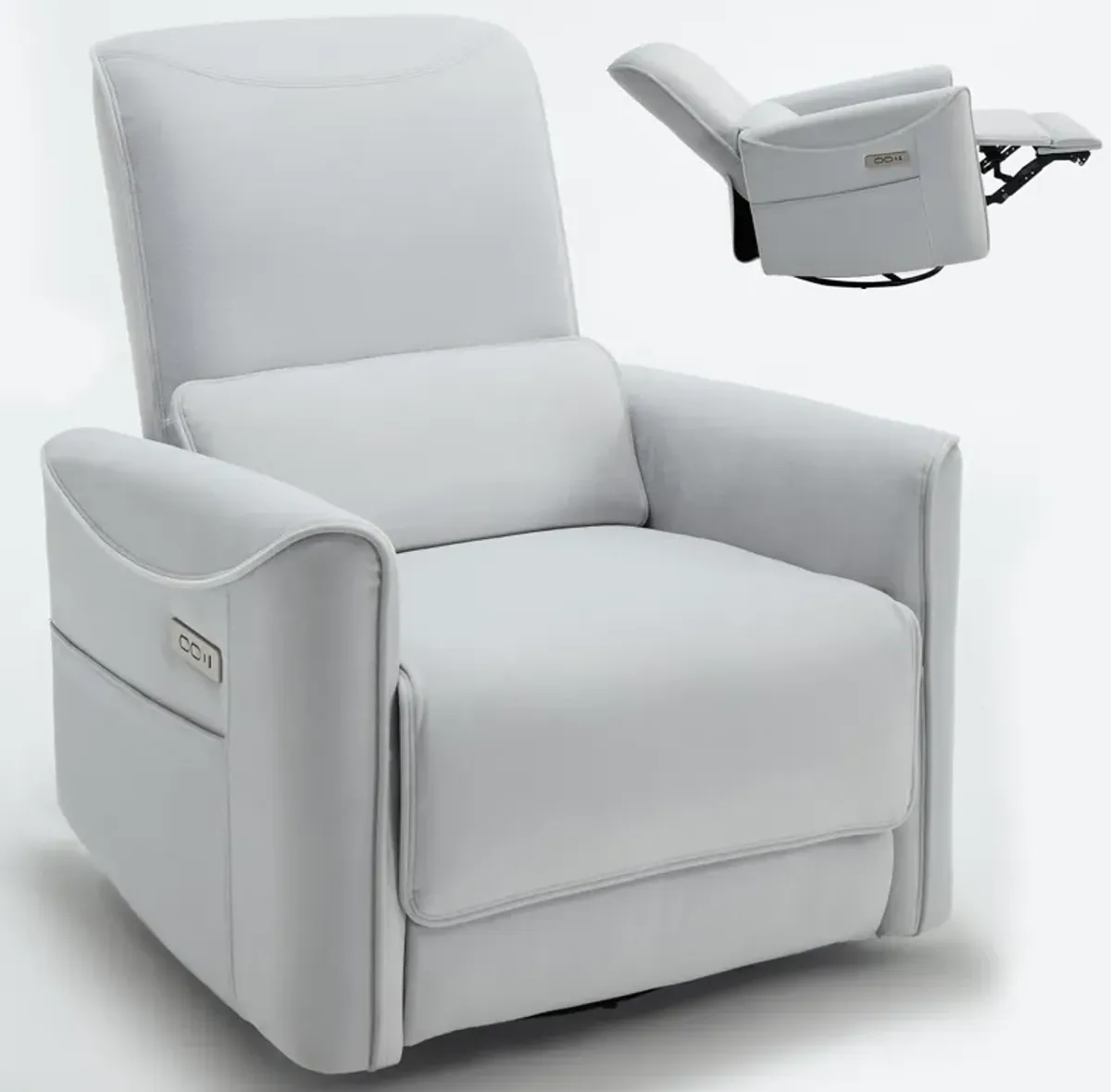 Mondawe Swivel and Rocker Power Recliner Chair, Heavy Duty Motion Mechanism with USB and Type-C Ports