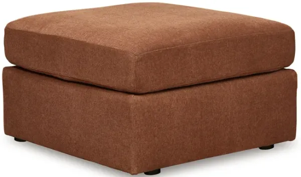 Meso Oversized Square Ottoman, Spice Orange Nuvella Polyester, 32 Inch - Benzara