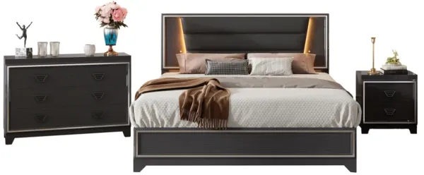 Merax 3-Pieces Bed Dresser Nightstand Bedroom Sets