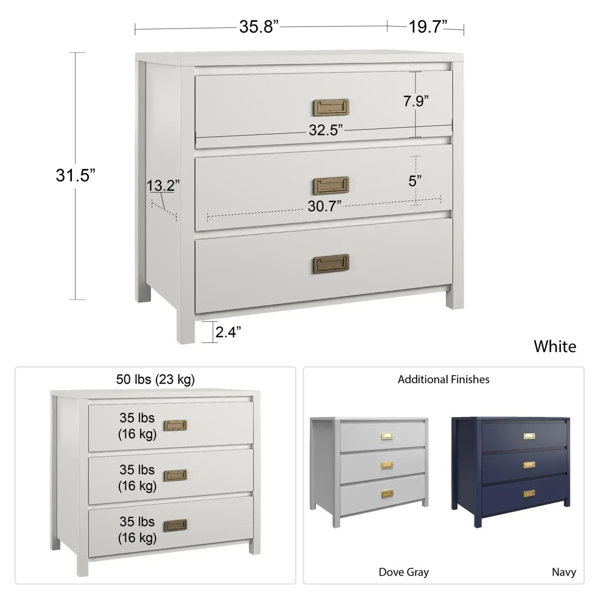 Little Seeds Monarch Hill Haven 3-Drawer Kids' Dresser