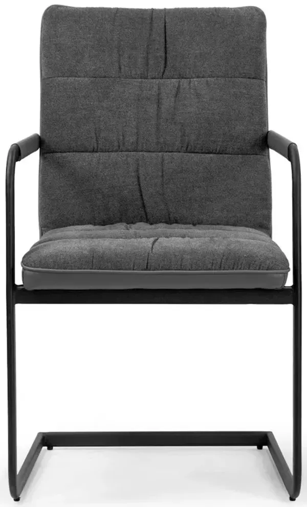 Glamour Home Set of 2 Araya Gray Modern Fabric Arm Chair with Black Metal Legs