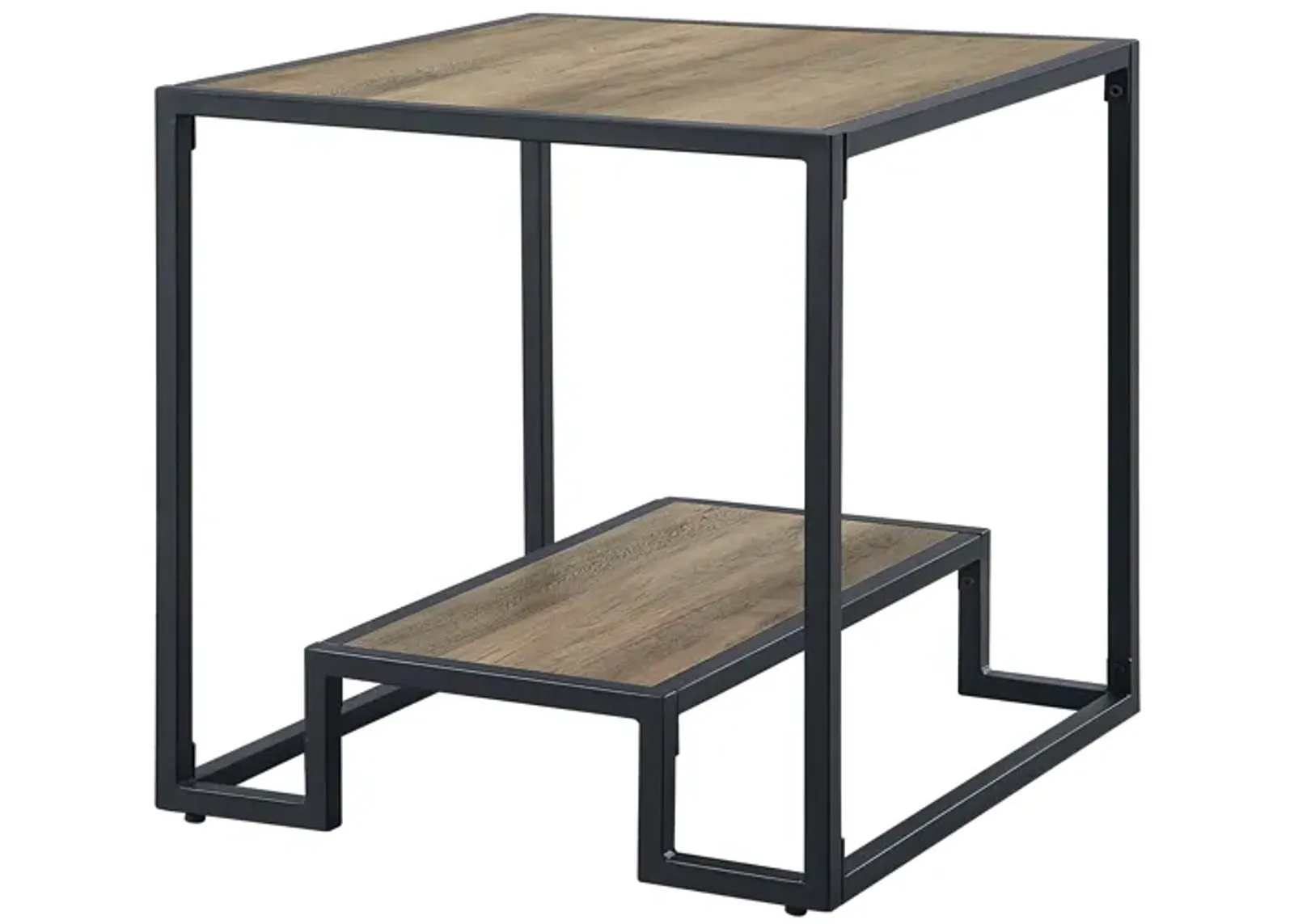 ACME Idella End Table, Rustic Oak & Black Finish