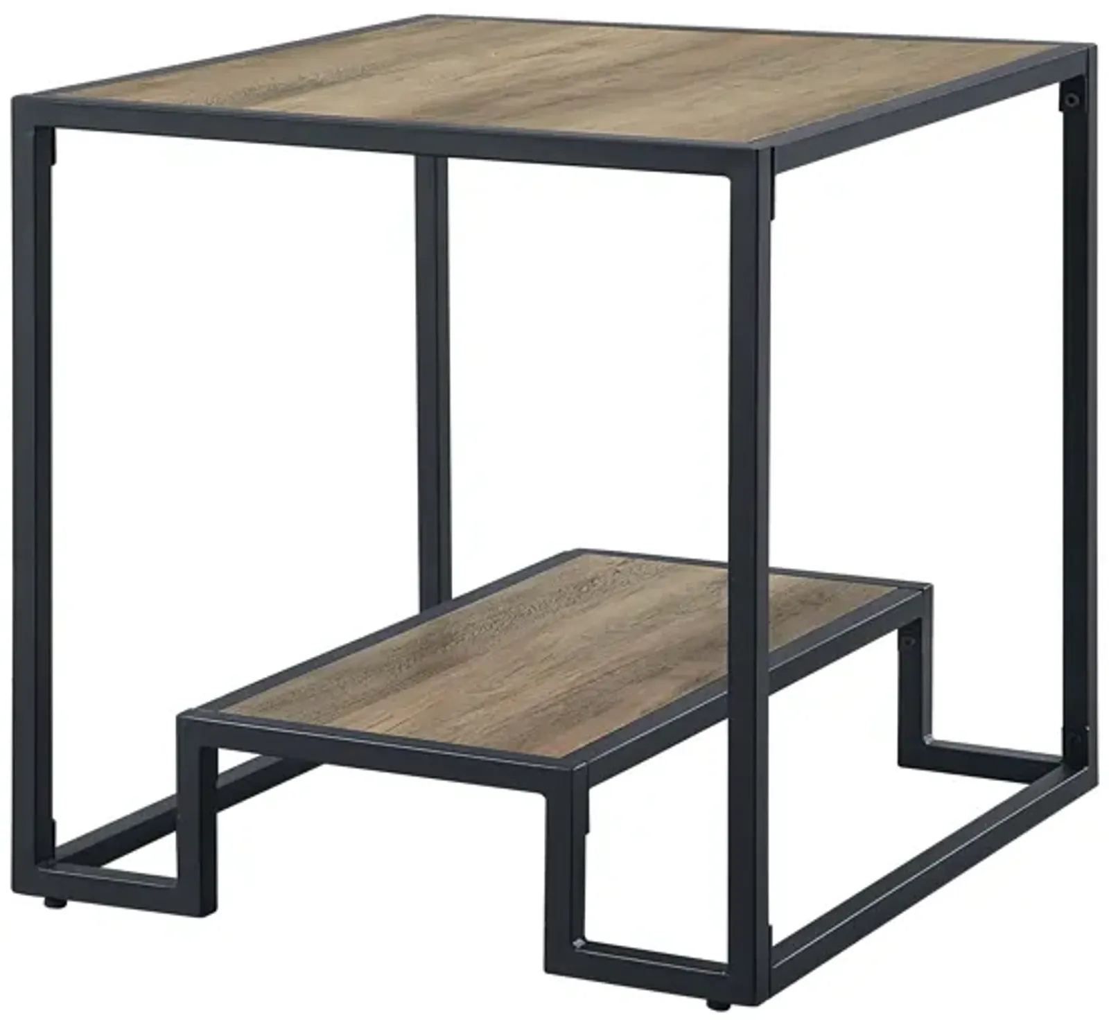 ACME Idella End Table, Rustic Oak & Black Finish