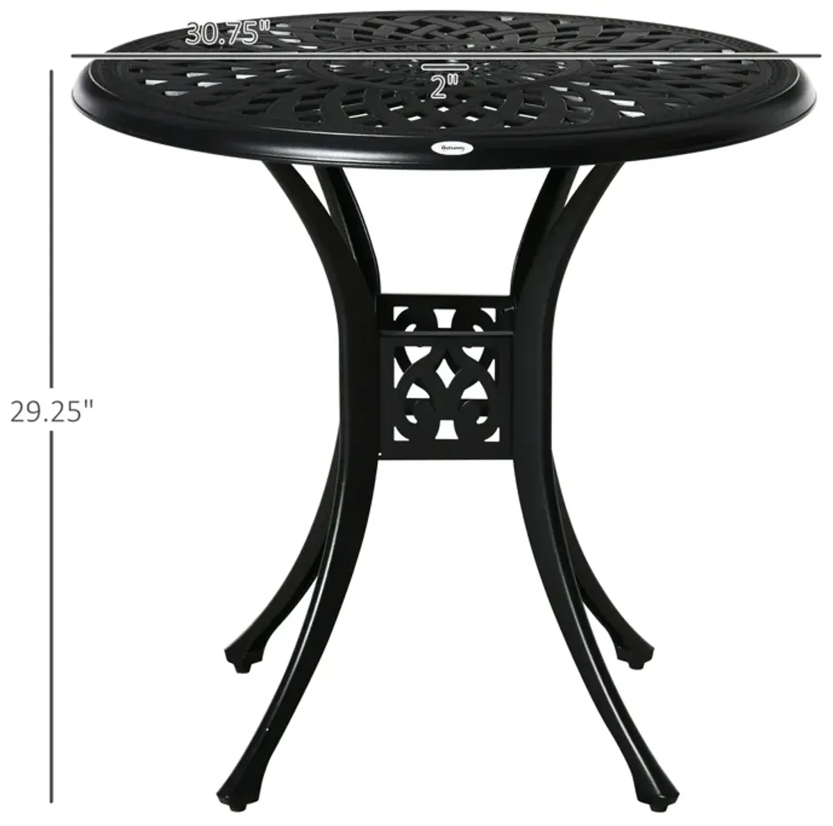 Black Outdoor Dining: 30" Round Cast Aluminum Table with Umbrella Hole