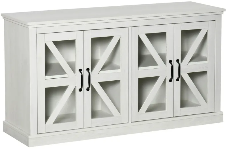 White Dining Storage: Rustic Buffet Sideboard with Glass Door