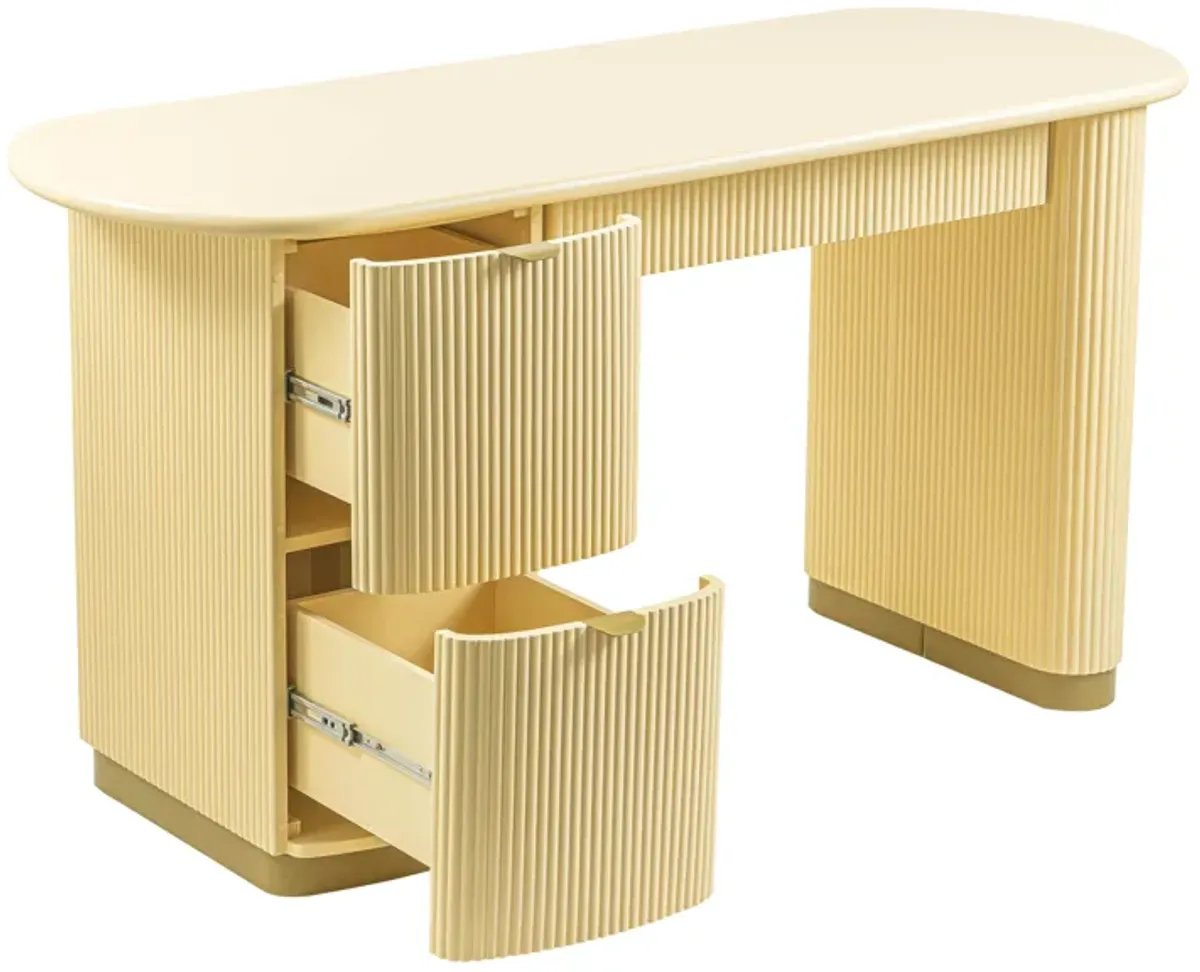 Francesca Yellow Peach 3-Drawer Desk