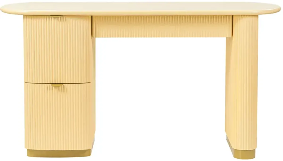 Francesca Yellow Peach 3-Drawer Desk