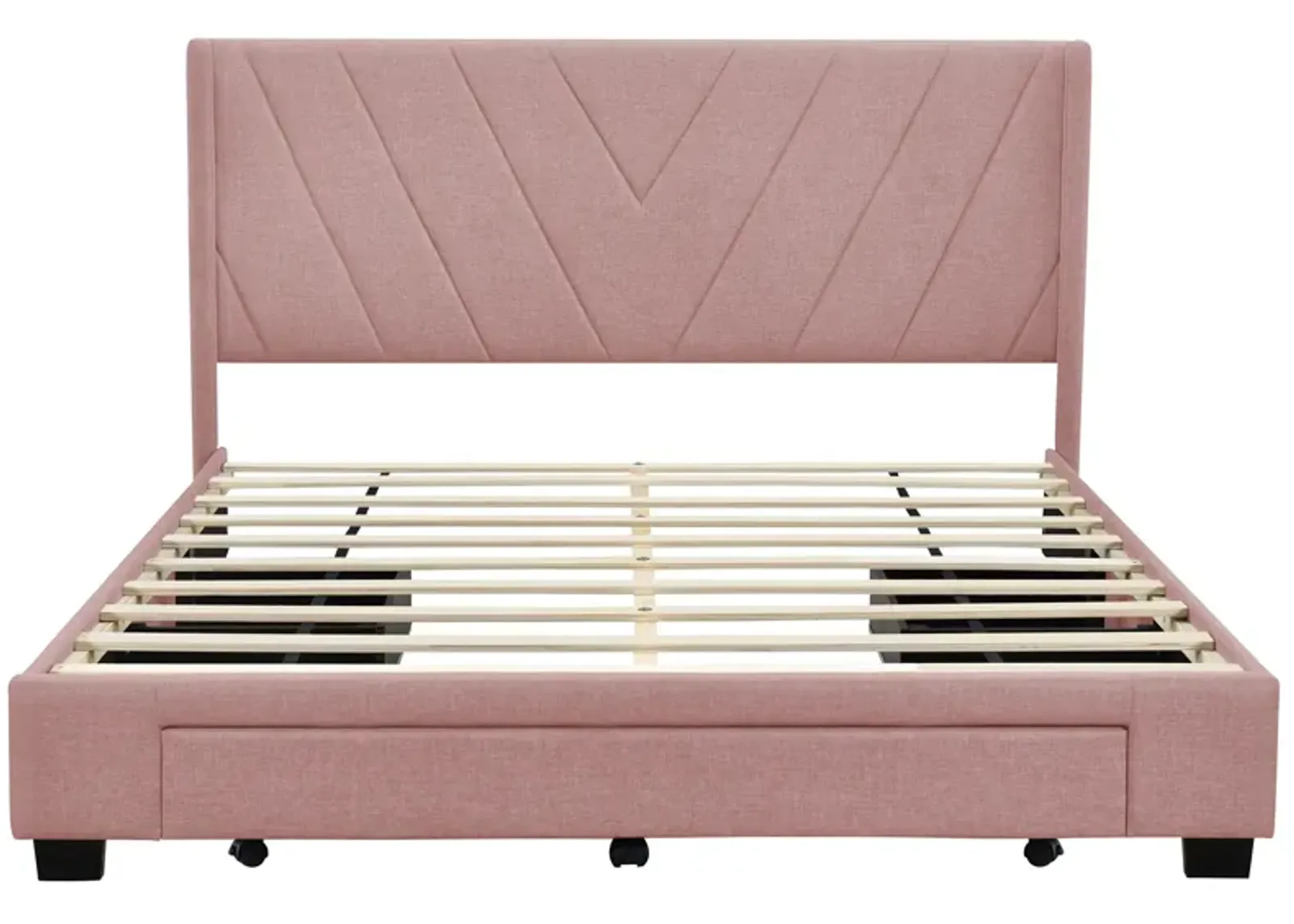 Merax Linen Upholstered Platform Bed with 3 Drawers