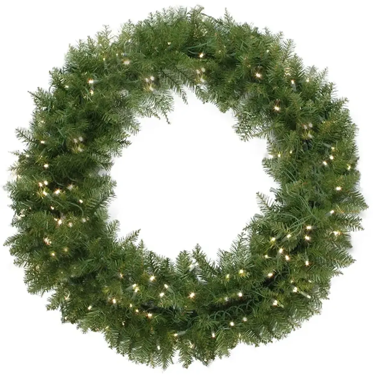 Pre-Lit LED Rockwood Pine Artificial Christmas Wreath  24-Inch  Warm White Lights