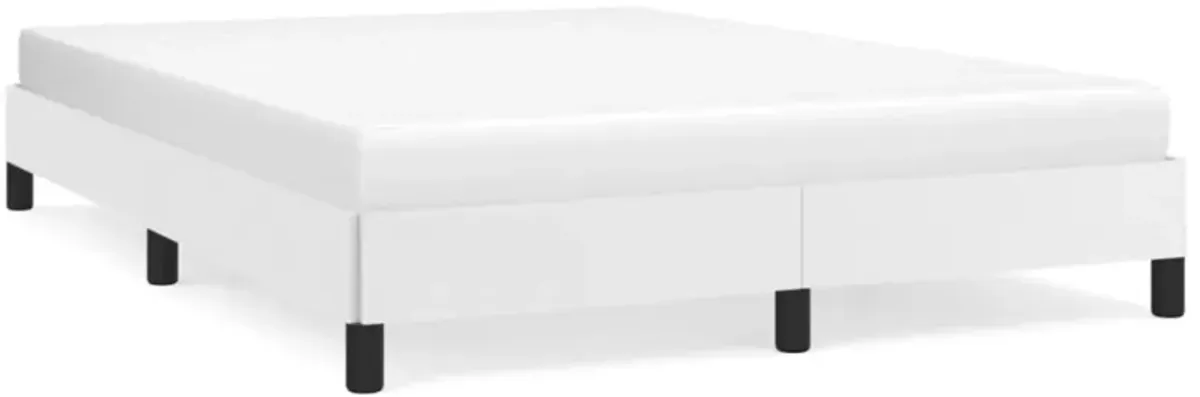 vidaXL Full Bed Frame in White - Faux Leather, Modern Design, Fits 53.9"x74.8" Mattress