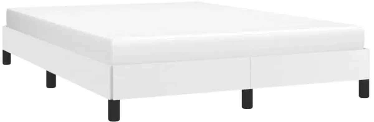 vidaXL Full Bed Frame in White - Faux Leather, Modern Design, Fits 53.9"x74.8" Mattress