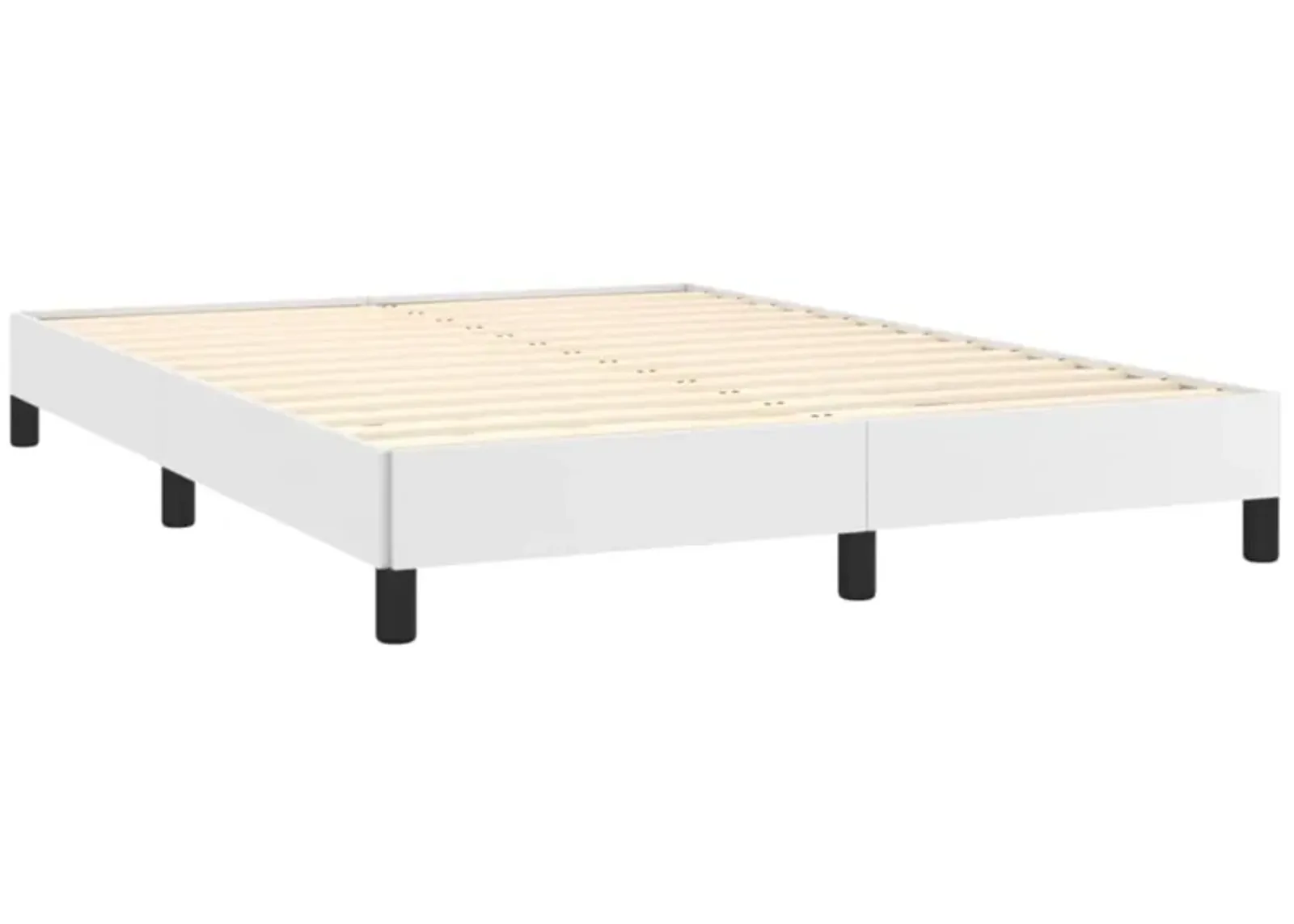 vidaXL Full Bed Frame in White - Faux Leather, Modern Design, Fits 53.9"x74.8" Mattress