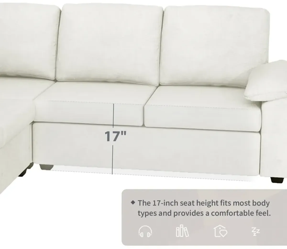 Merax Modern Velvet Sectional Sofa Set with Ottoman