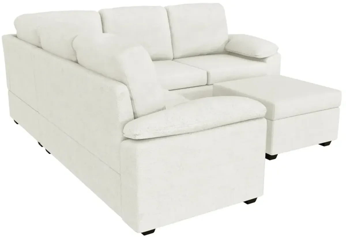 Merax Modern Velvet Sectional Sofa Set with Ottoman