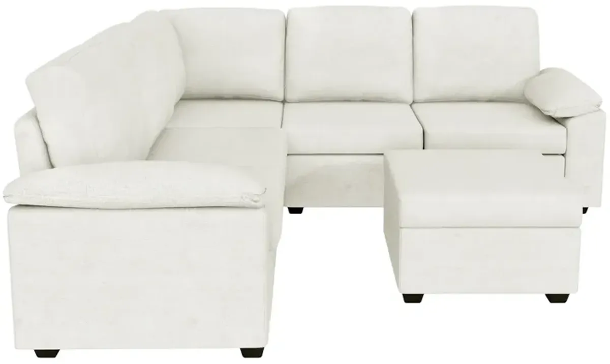 Merax Modern Velvet Sectional Sofa Set with Ottoman