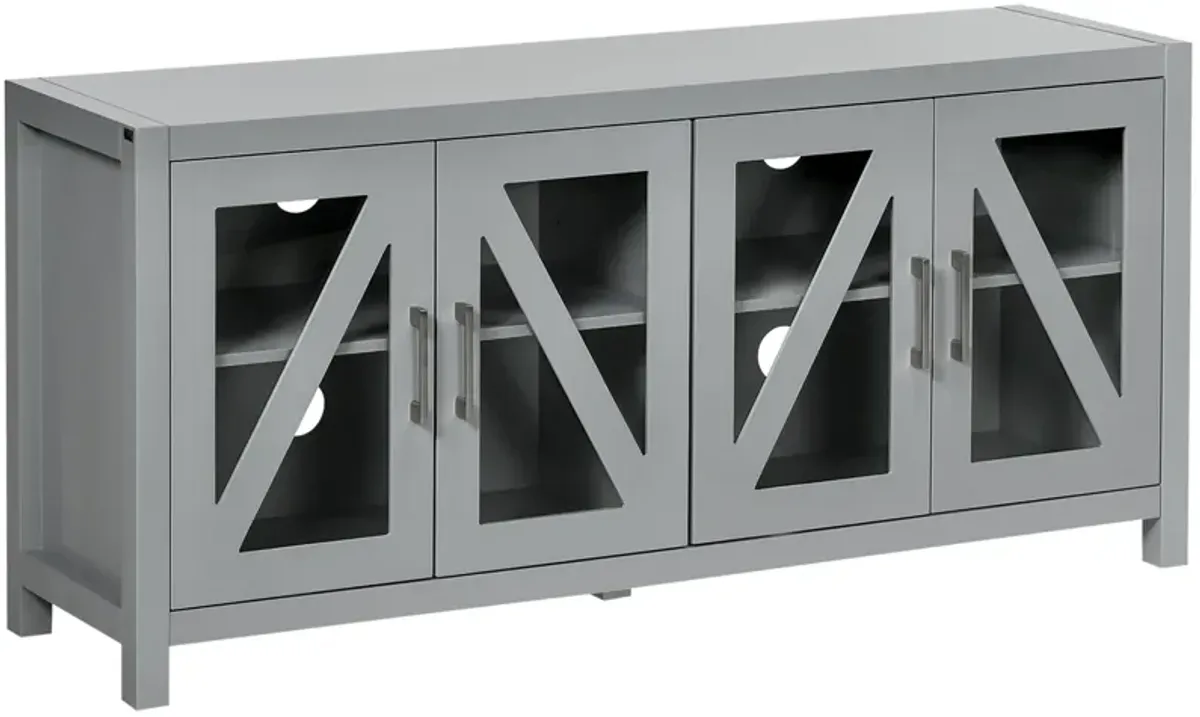 Gray Living Room Storage: TV Cabinet for 58" TVs with Glass Doors