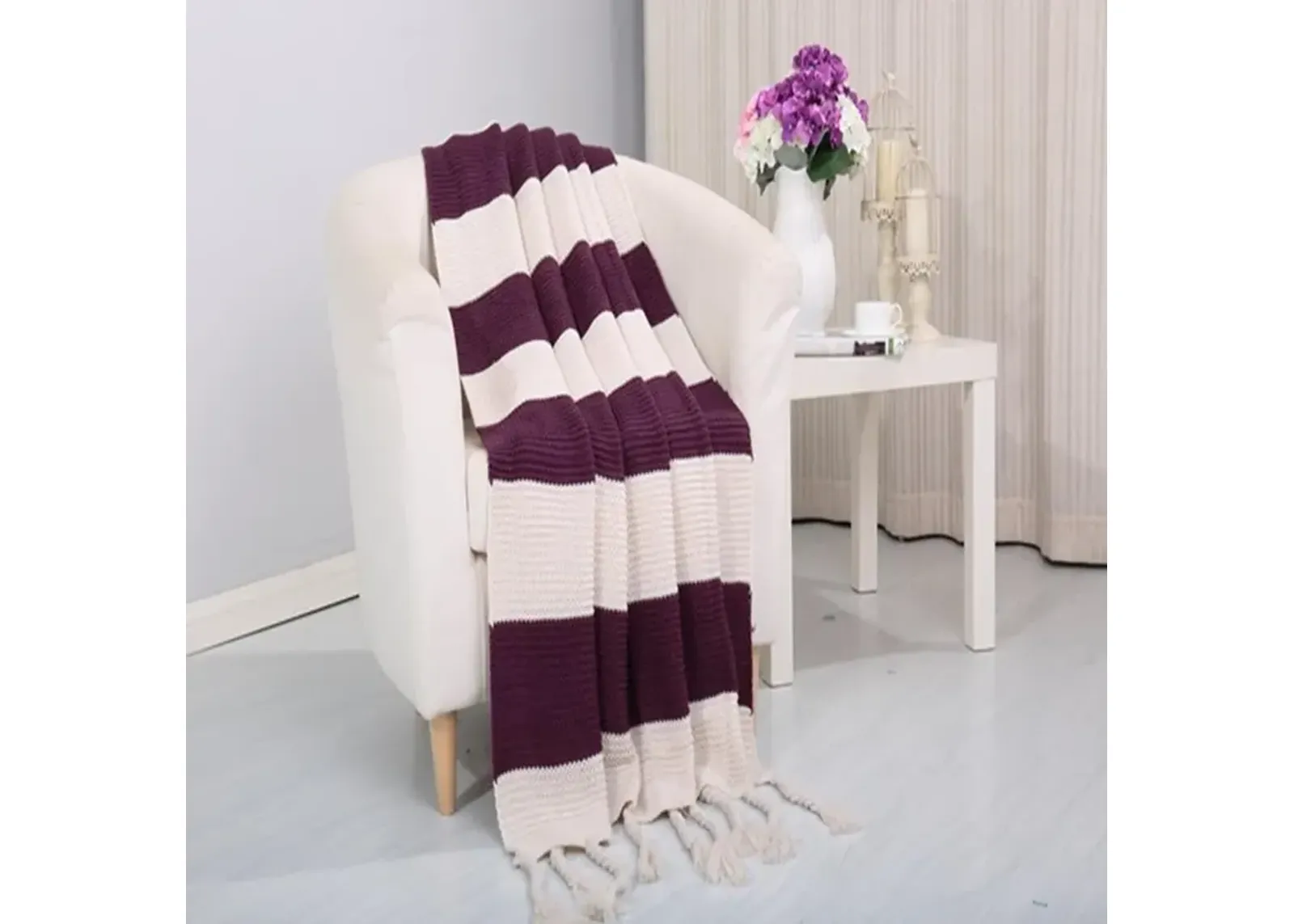 Plazatex Vintage Luxury Acrylic Throw Blanket - 50x60", Purple