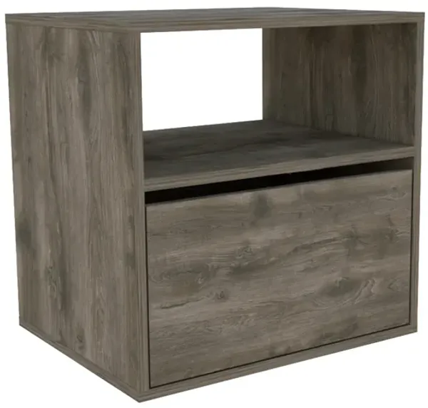 DEPOT E-SHOP Canadian Nightstand, Superior Top, Open Shelf, One Cabinet, Dark Brown