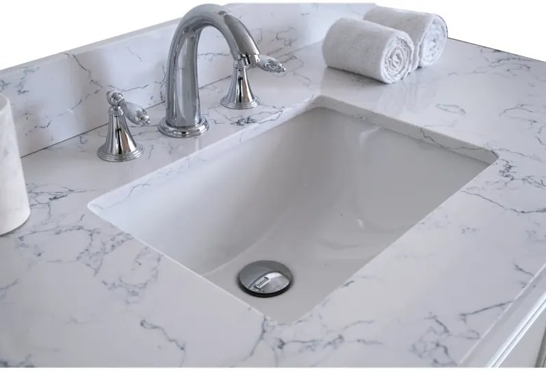 Carrara Jade Marble Vanity Top with Sink & Backsplash