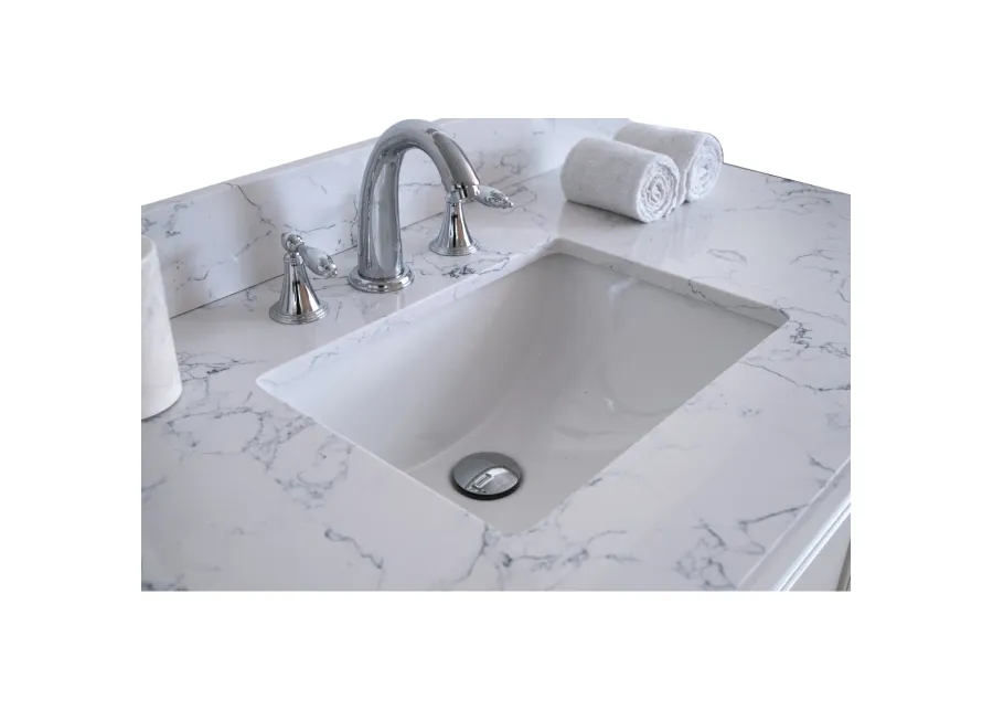 Carrara Jade Marble Vanity Top with Sink & Backsplash