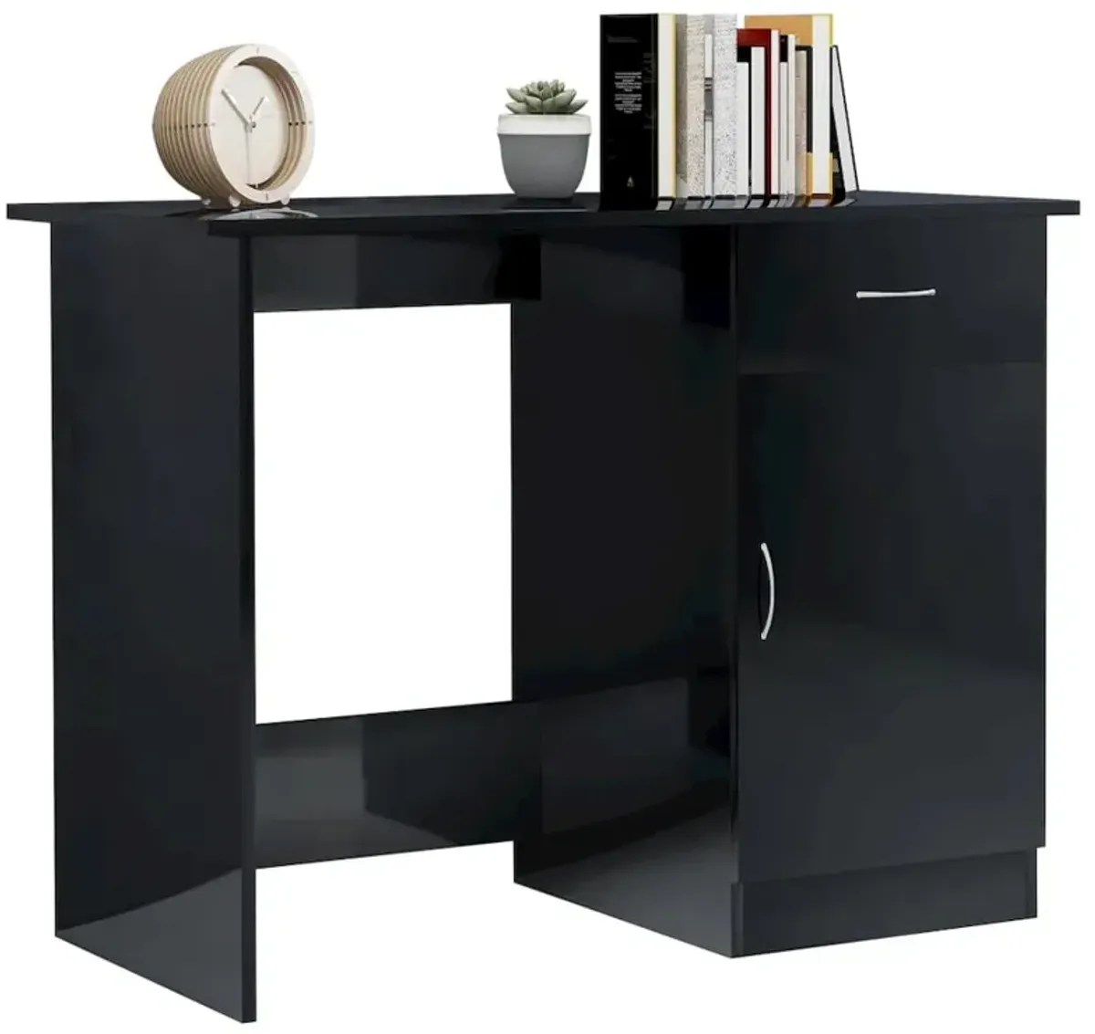 Desk High Gloss Black 39.4" x 19.7" x 29.9" Engineered Wood