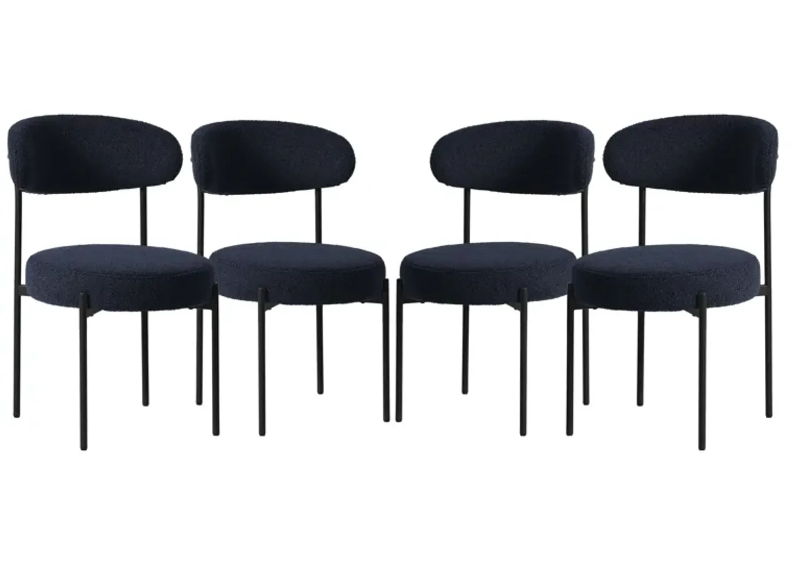 WestinTrends Mid-Century Modern Upholstered Sherpa Round Dining Chairs (Set of 4)