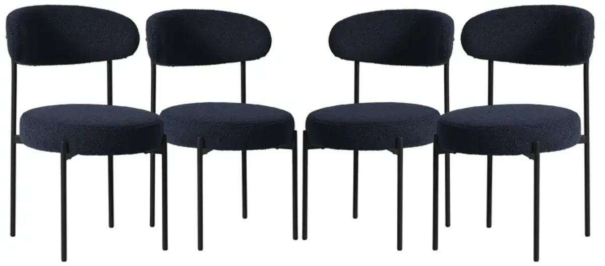 WestinTrends Mid-Century Modern Upholstered Sherpa Round Dining Chairs (Set of 4)