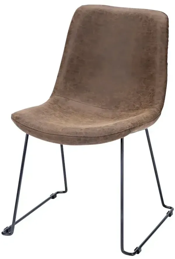 Mercana Furniture & Decor Sawyer I Brown Faux-Leather Seat BlackIron Frame Dining Chair