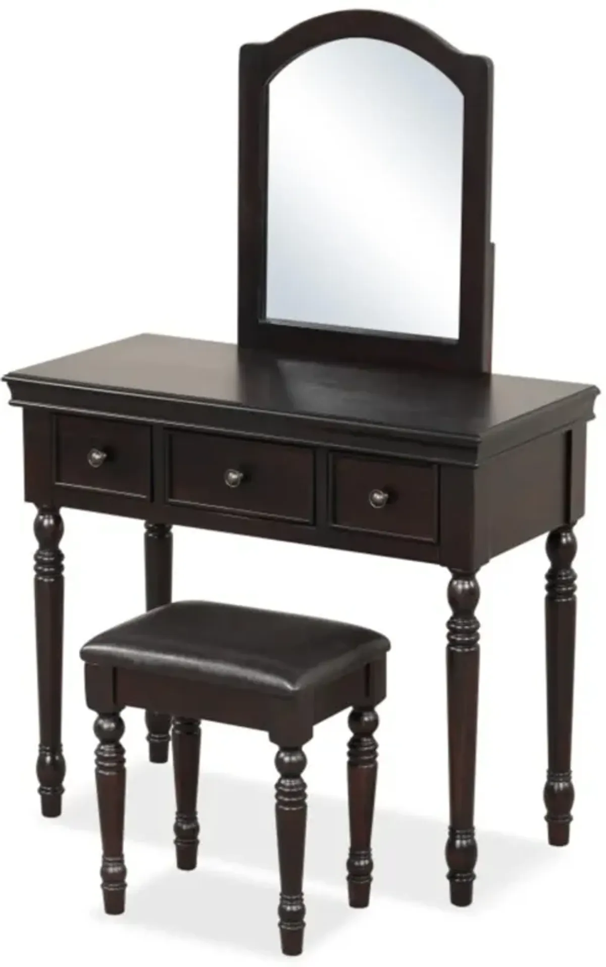 Hivvago Makeup Vanity Table and Stool Set with Detachable Mirror and 3 Drawers Storage