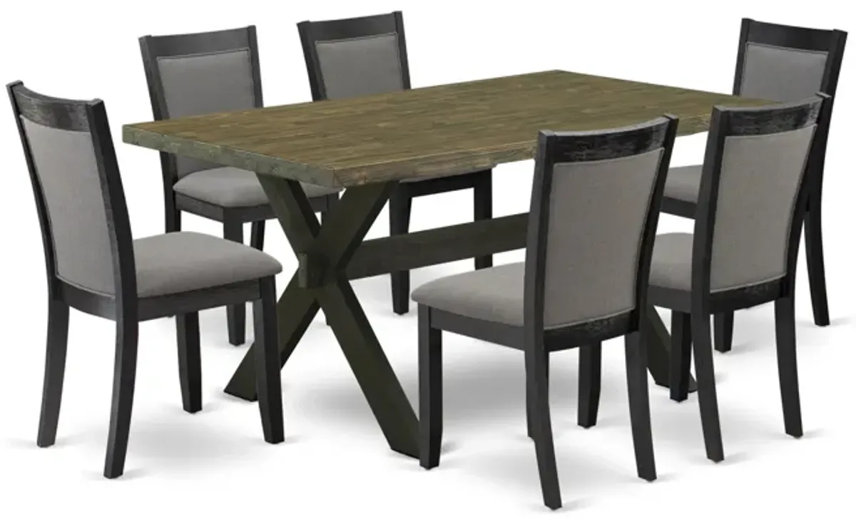 East West Furniture X676MZ650-7 7Pc Dining Room Set - Rectangular Table and 6 Parson Chairs - Multi-Color Color