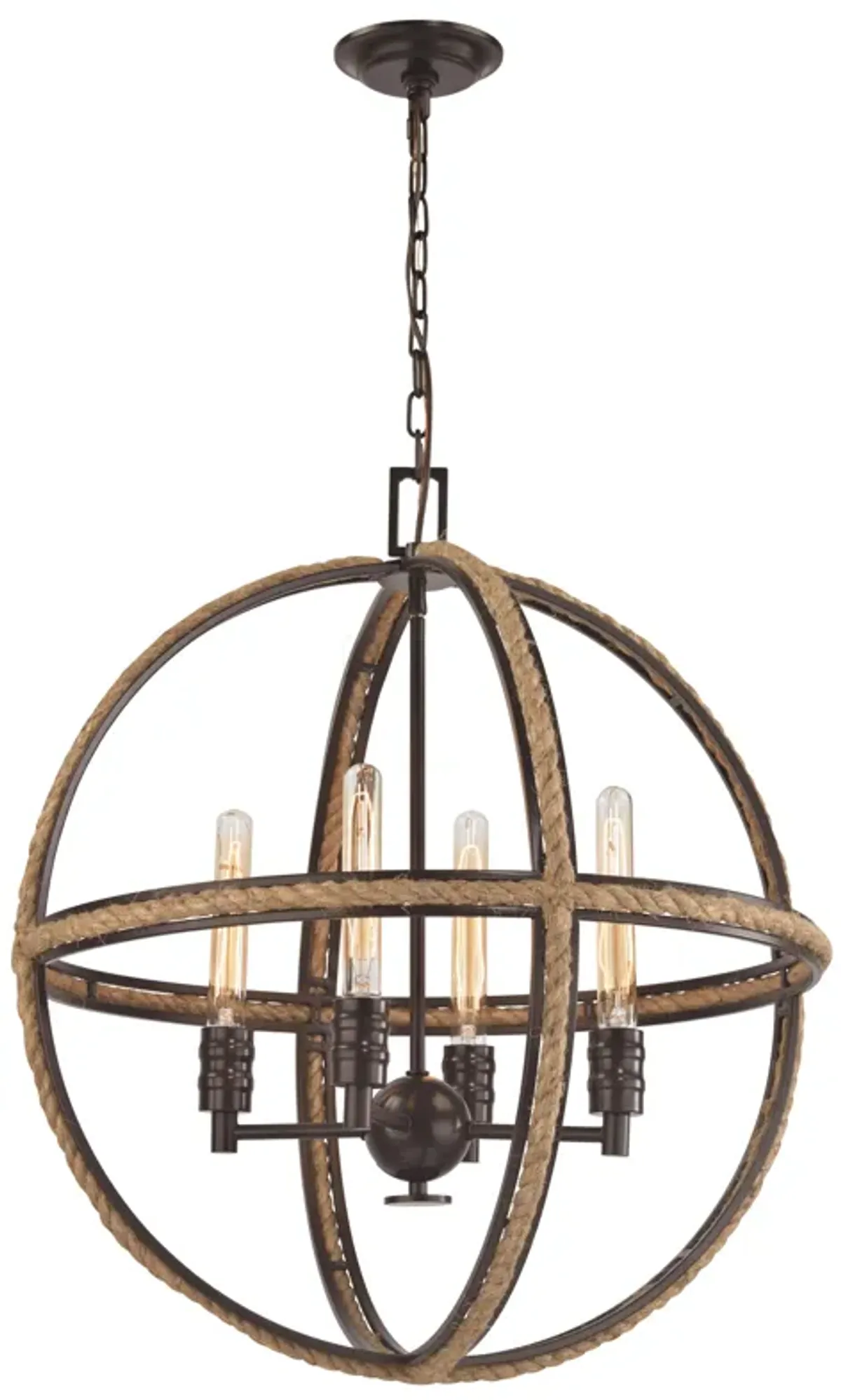 Natural Rope 24'' Wide 4-Light Chandelier