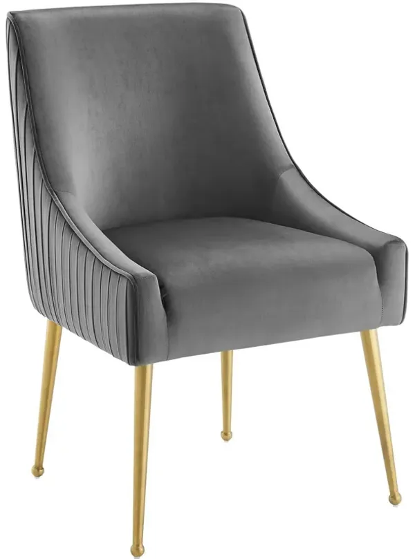 Discern Pleated Back Upholstered Performance Velvet Dining Chair-Benzara