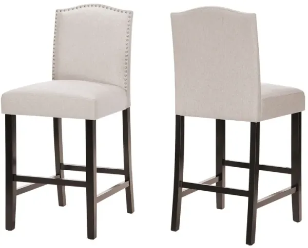 Upholstered Counter Height Barstools with Nailhead Trim(Set of 2)