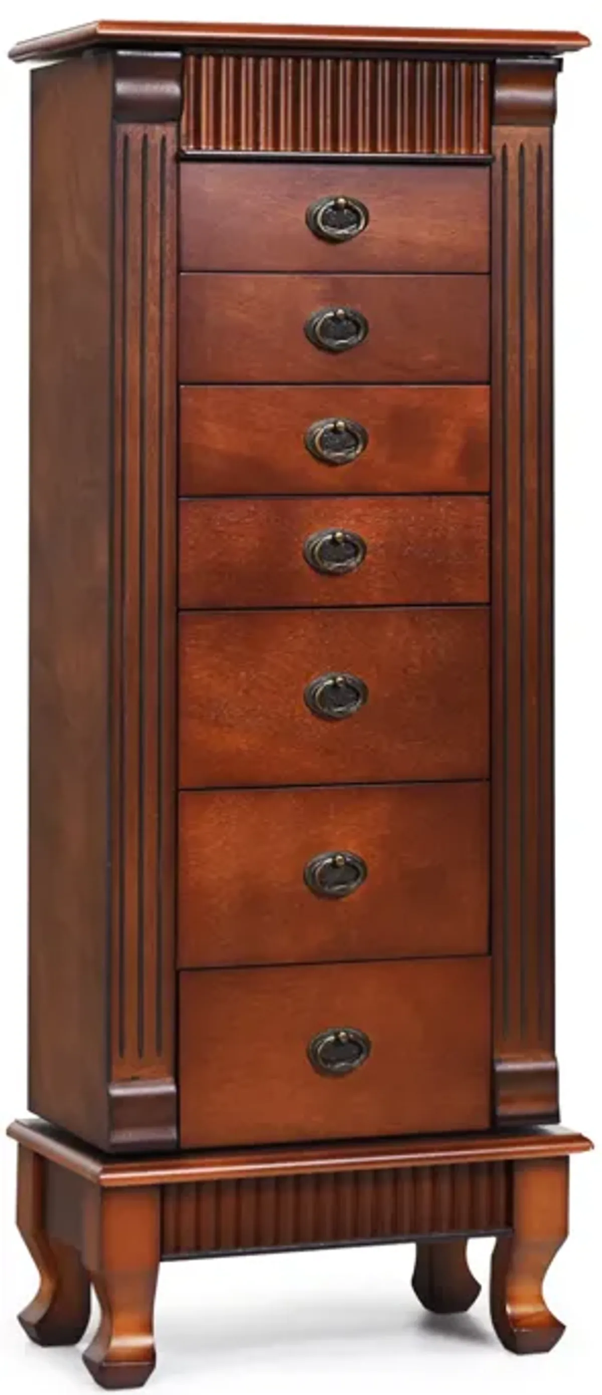 Wooden Jewelry Armoire Cabinet Storage Chest with Drawers and Swing Doors