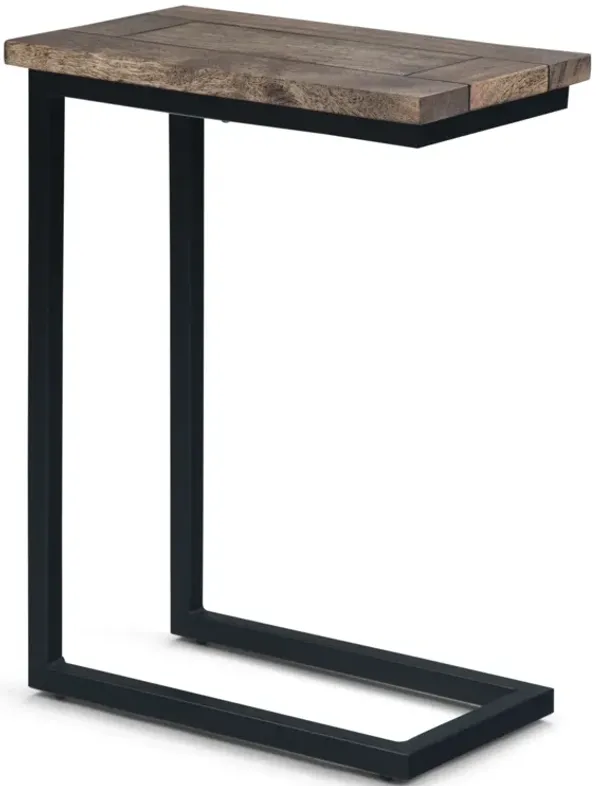 Skyler 18 inch Wide Solid Mango/Metal Industrial C Side Table in Beach Brown/Black, Assembled
