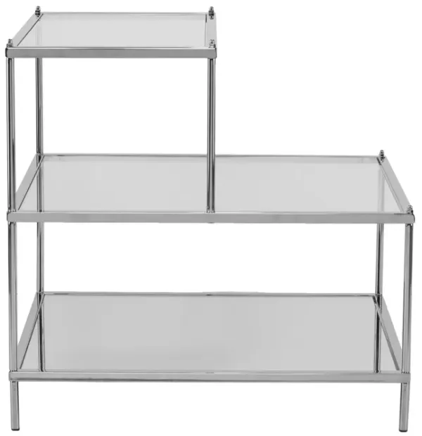 Hivvago 24" Silver And Clear Glass Tiered Rectangular End Table