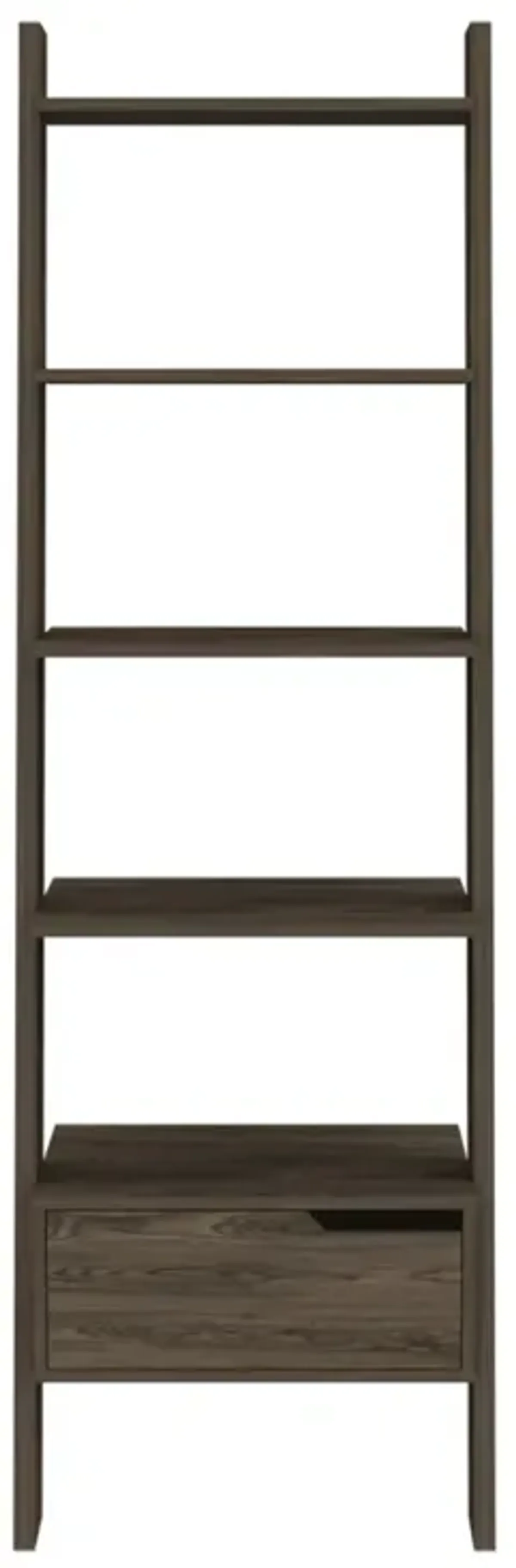 New Haven 1-Drawer 4-Shelf Ladder Bookcase Dark Walnut