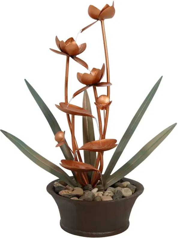 Sunnydaze Copper Flower Blossoms Outdoor Garden Water Fountain - 28 in