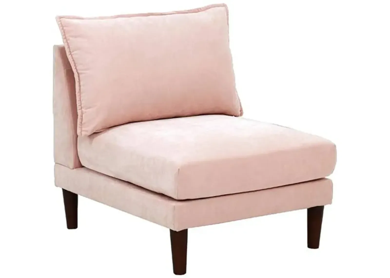 Rio 33 Inch Modular Armless Sofa Chair, Lumbar Cushion, Blush Pink - Benzara